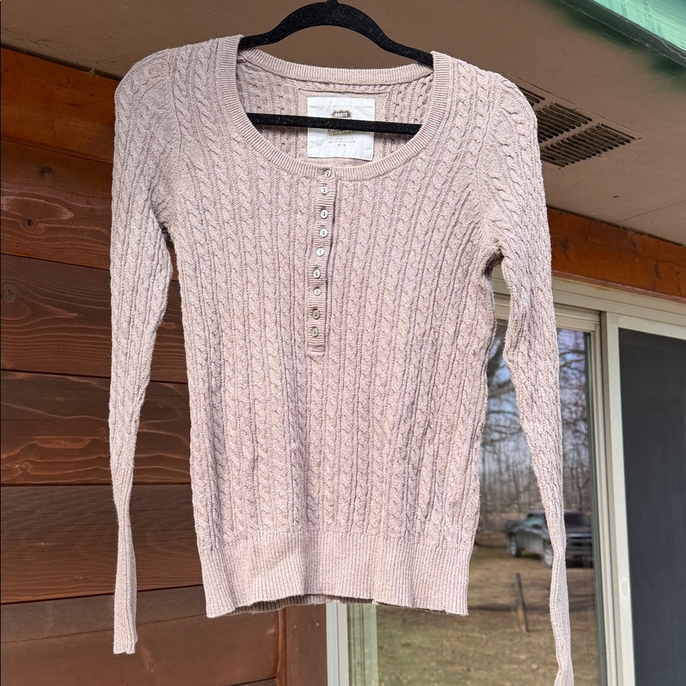 Route 66 Women's Scoop Neck Cable Knit Sweater - Blush